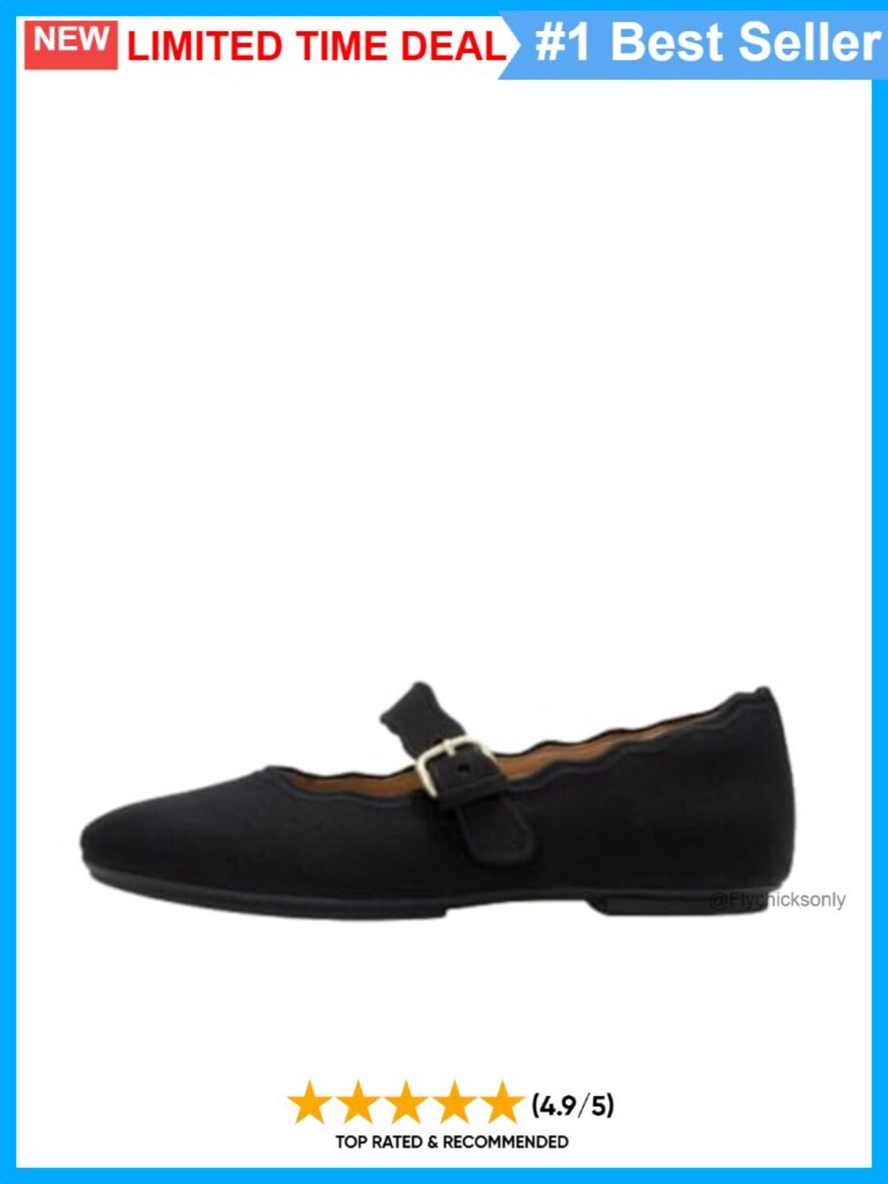 Canvas Mary Jane Ballet Flats Wave-Edge Comfort Shoes
